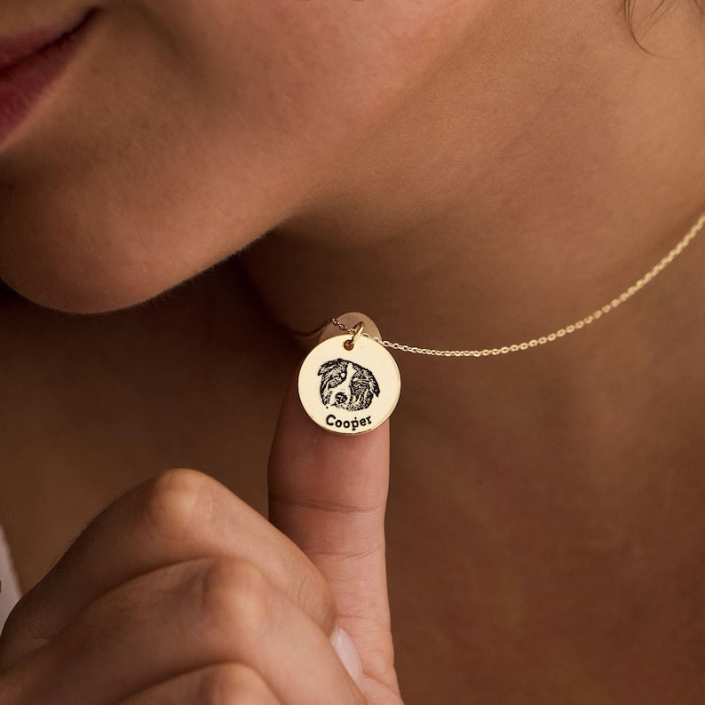Pet Portrait Name Necklace