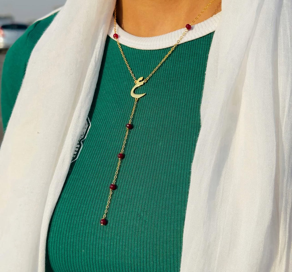 RED JADE  Letter Necklace