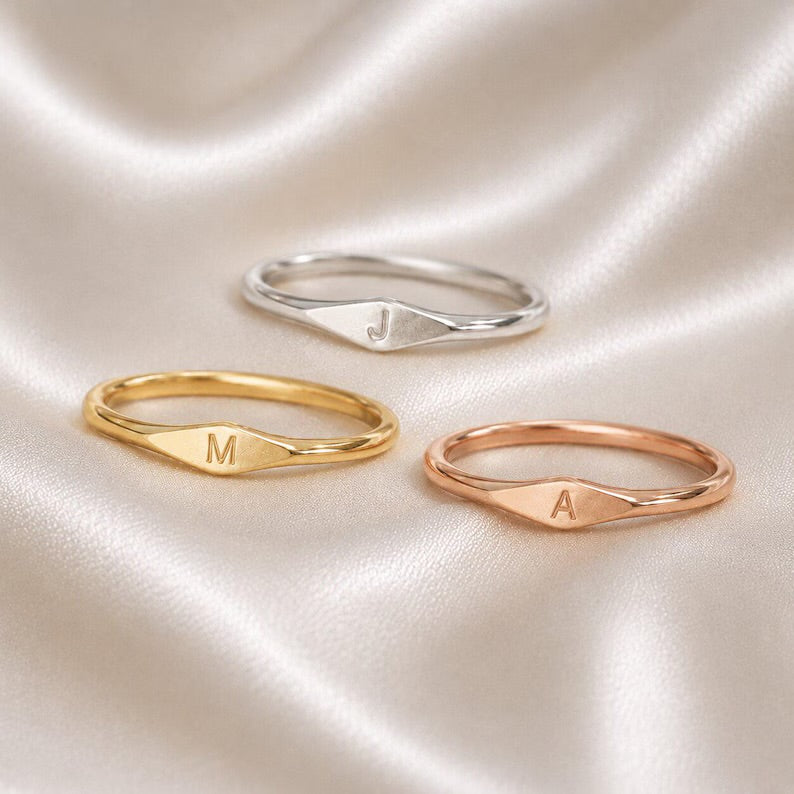 Initial English Letter pinky Ring
