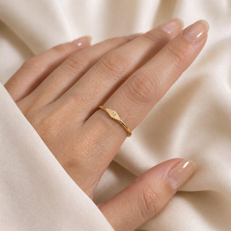 Initial English Letter pinky Ring
