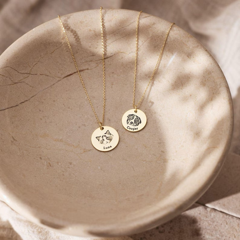 Pet Portrait Name Necklace