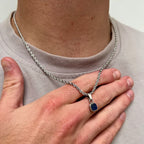 Rope necklace with lapis pendant