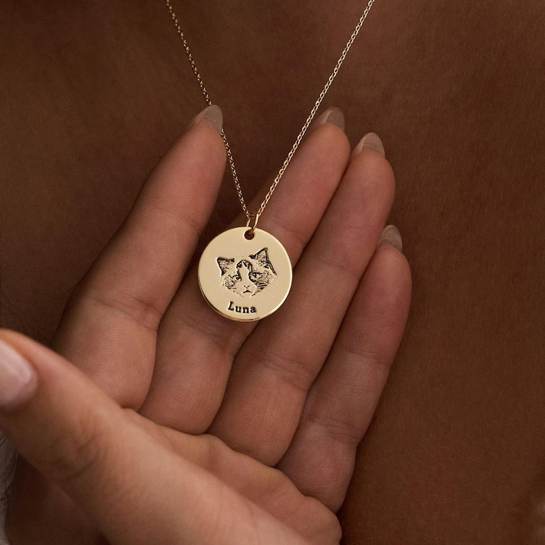Pet Portrait Name Necklace